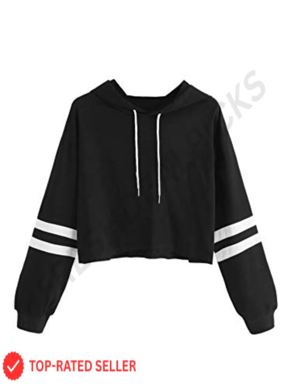 Women's Color Block Crop Top Hoodie Long Sleeve Pullover Streetwear